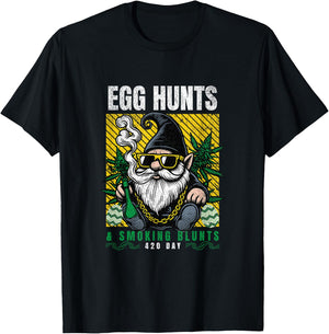 Stoned Easter Gnome With Joint 4/20 Marijuana Easter 420 Day T-Shirt - T-Shirt | Black