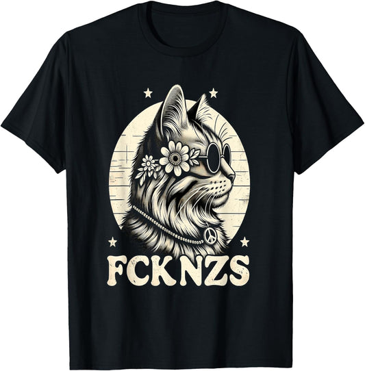 FCK NZS Cute Cat , black T-Shirt - T-Shirt | Black