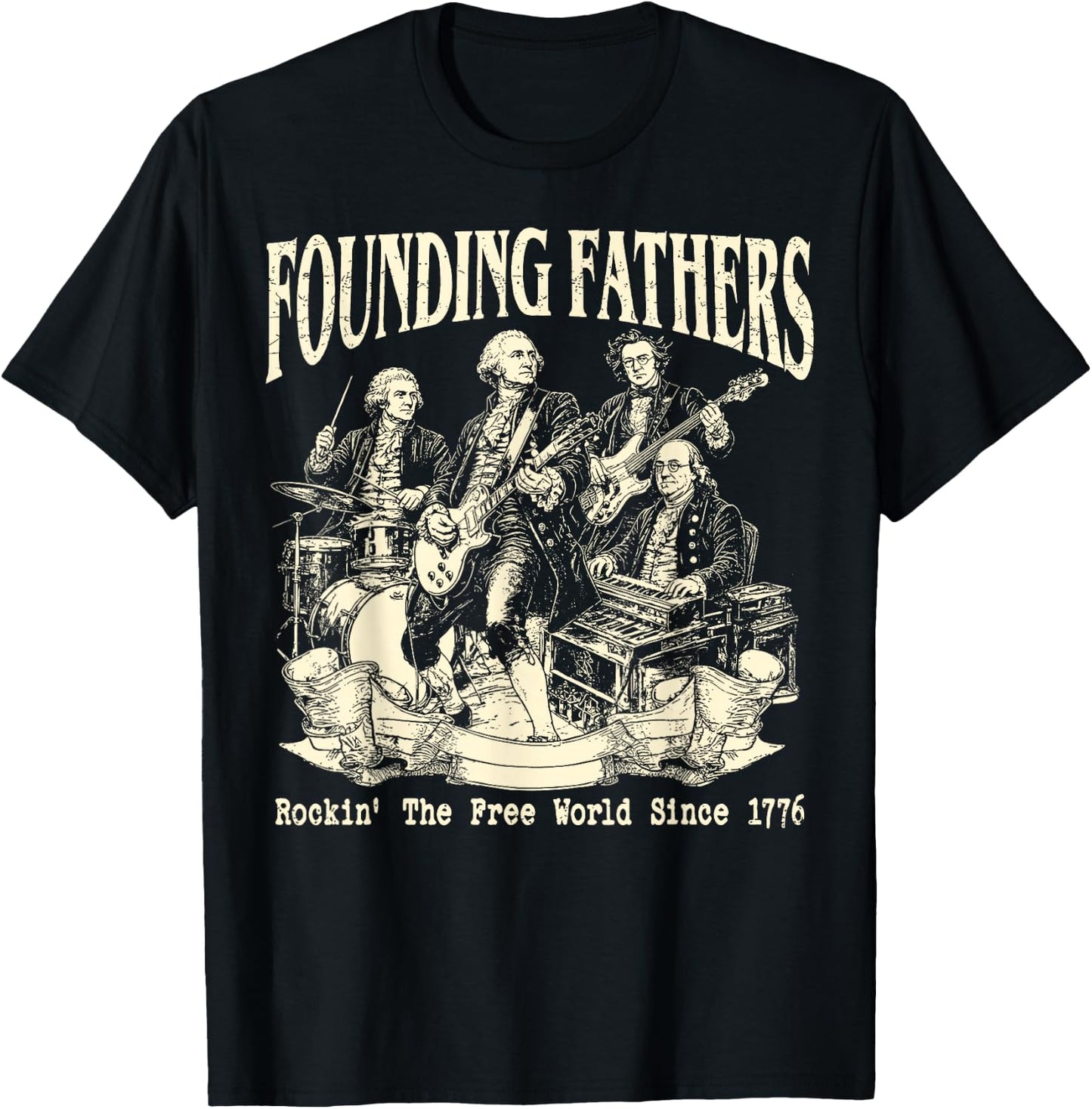 Founding Fathers Fan Club Est 1776 250 Years 4th of July T-Shirt - T-Shirt | Black