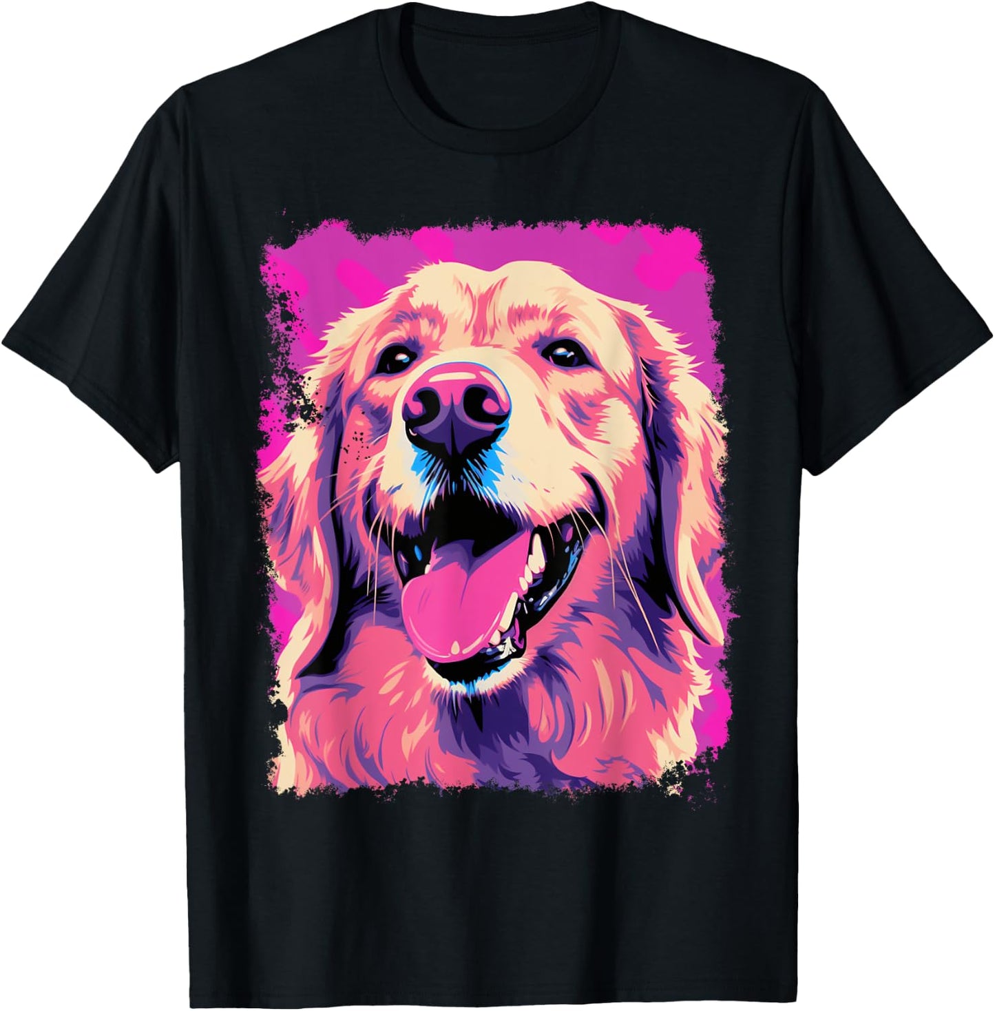 Golden Retriever Pink T-Shirt - T-Shirt | Black
