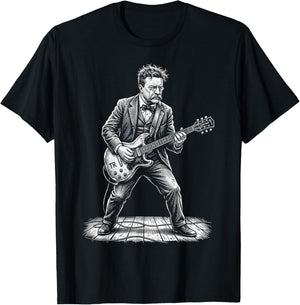 Theodore Roosevelt Rockstar President Electric Guitar Art T-Shirt - T-Shirt | Black