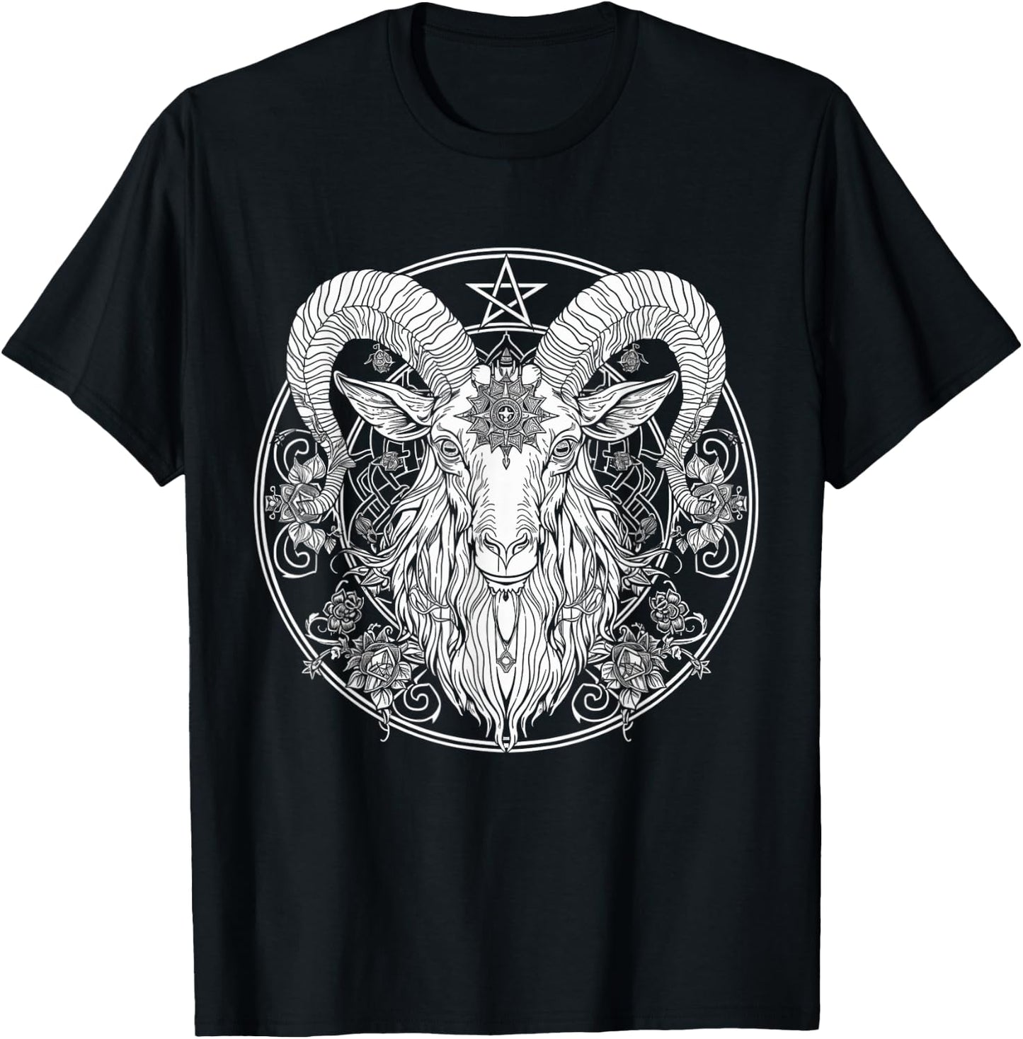Baphomet Goat Pentagram Satanist Halloween Metal Head T-Shirt - T-Shirt | Black