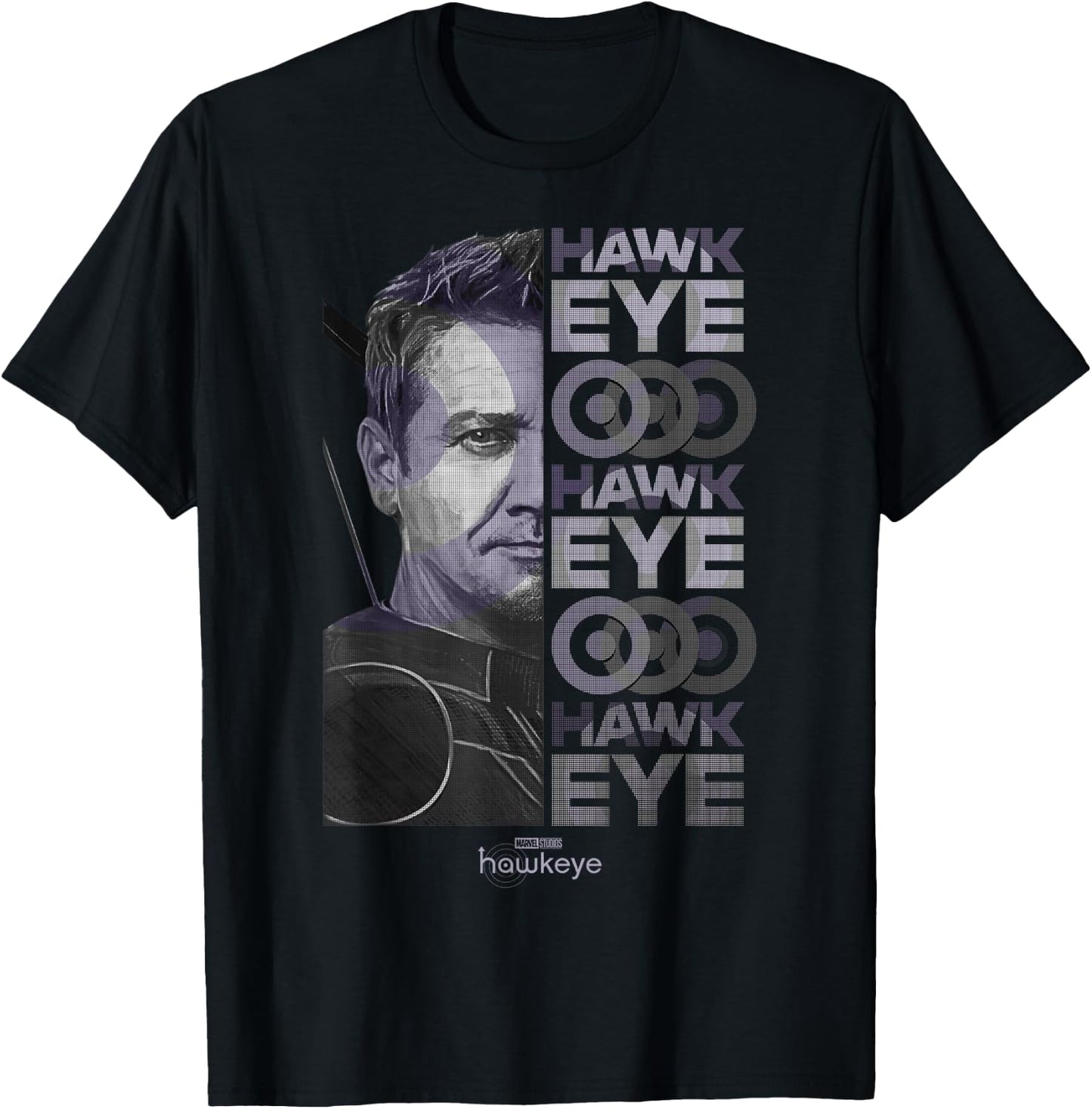 Marvel Hawkeye Half Face Split Design T-Shirt - T-Shirt | Black