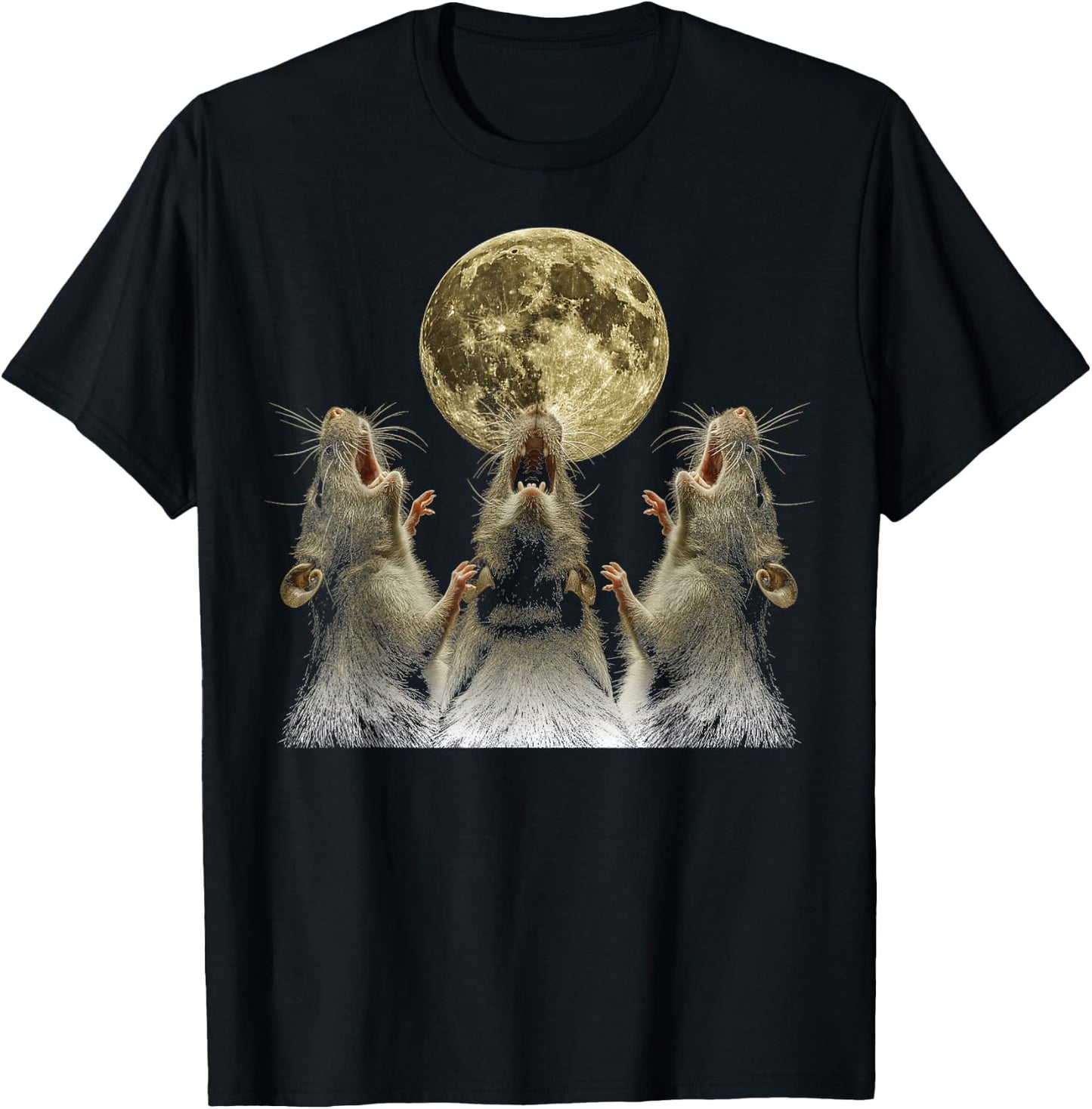 Rat Mouse Howling Moon T-Shirt - T-Shirt | Black