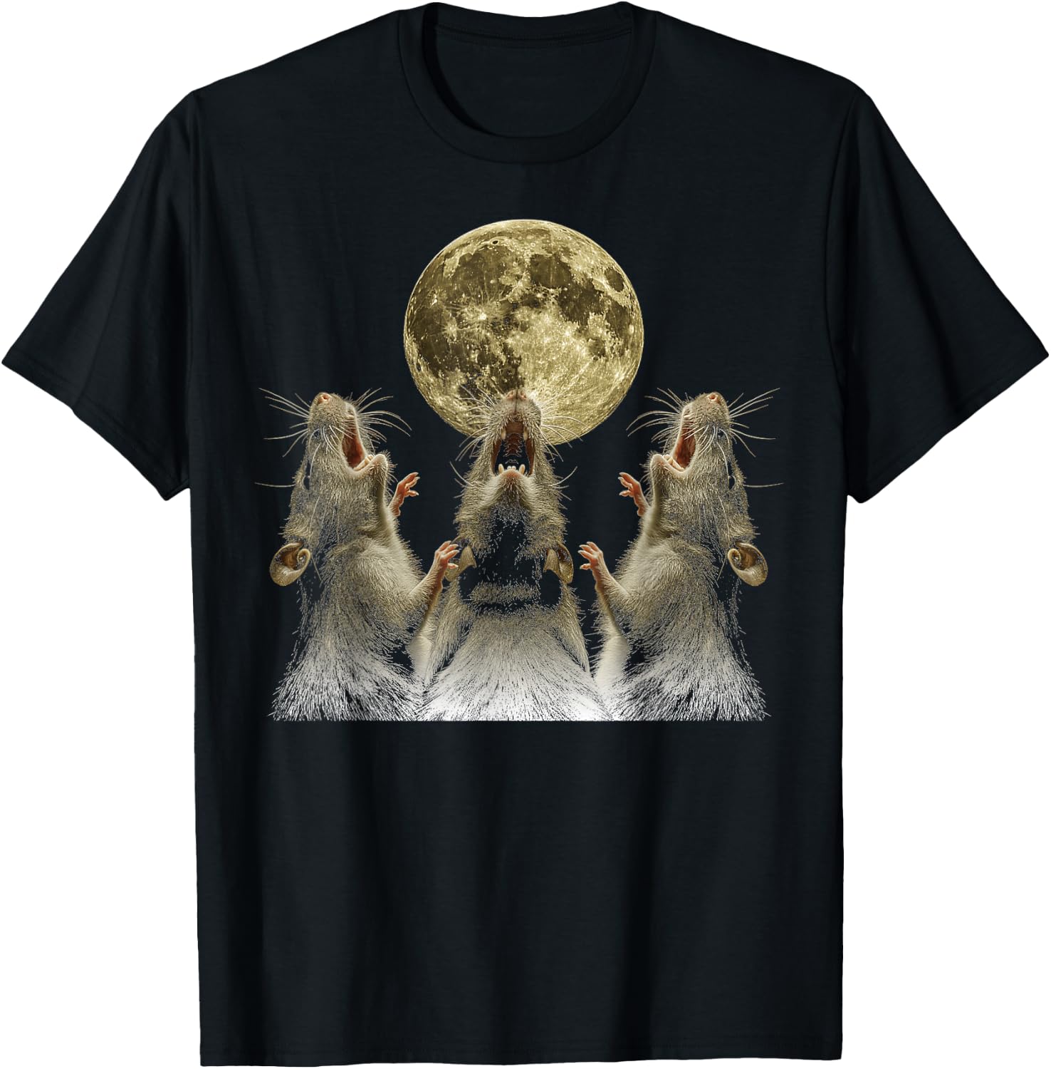 Rat Mouse Howling Moon T-Shirt - T-Shirt | Black
