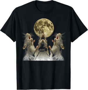 Rat Mouse Howling Moon T-Shirt - T-Shirt | Black