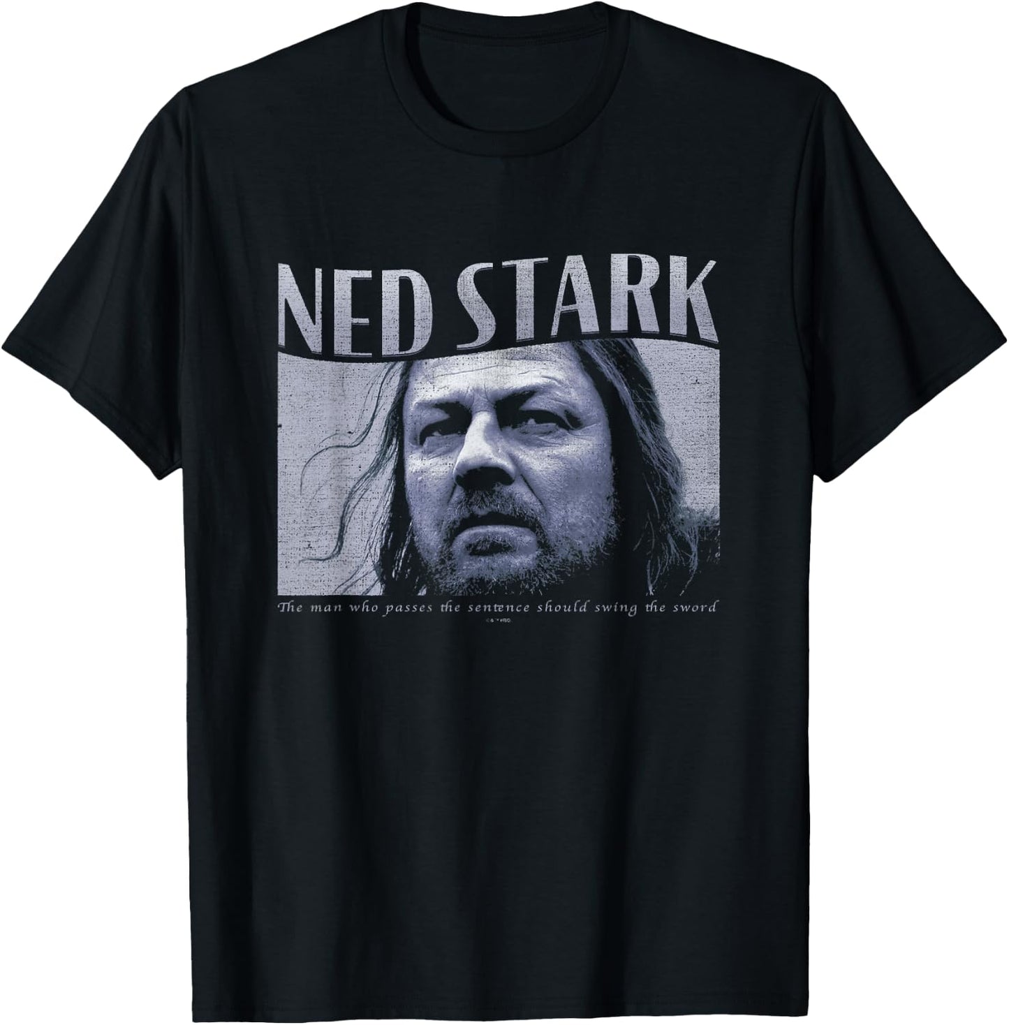 Game Of Thrones Ned Stark Swing The Sword Vintage Panel T-Shirt - T-Shirt | Black