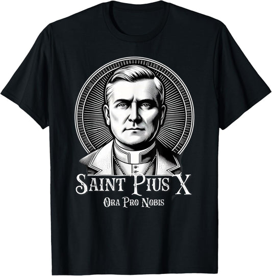 Pope St Pius X Traditional Latin Mass Catholic Saint T-Shirt - T-Shirt | Black