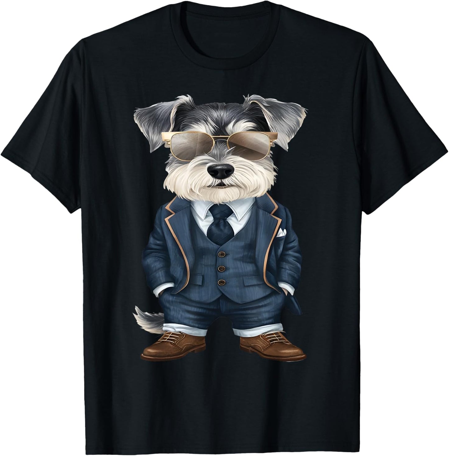 Men Woman Miniature Schnauzer Suit Miniature Schnauzer T-Shirt - T-Shirt | Black