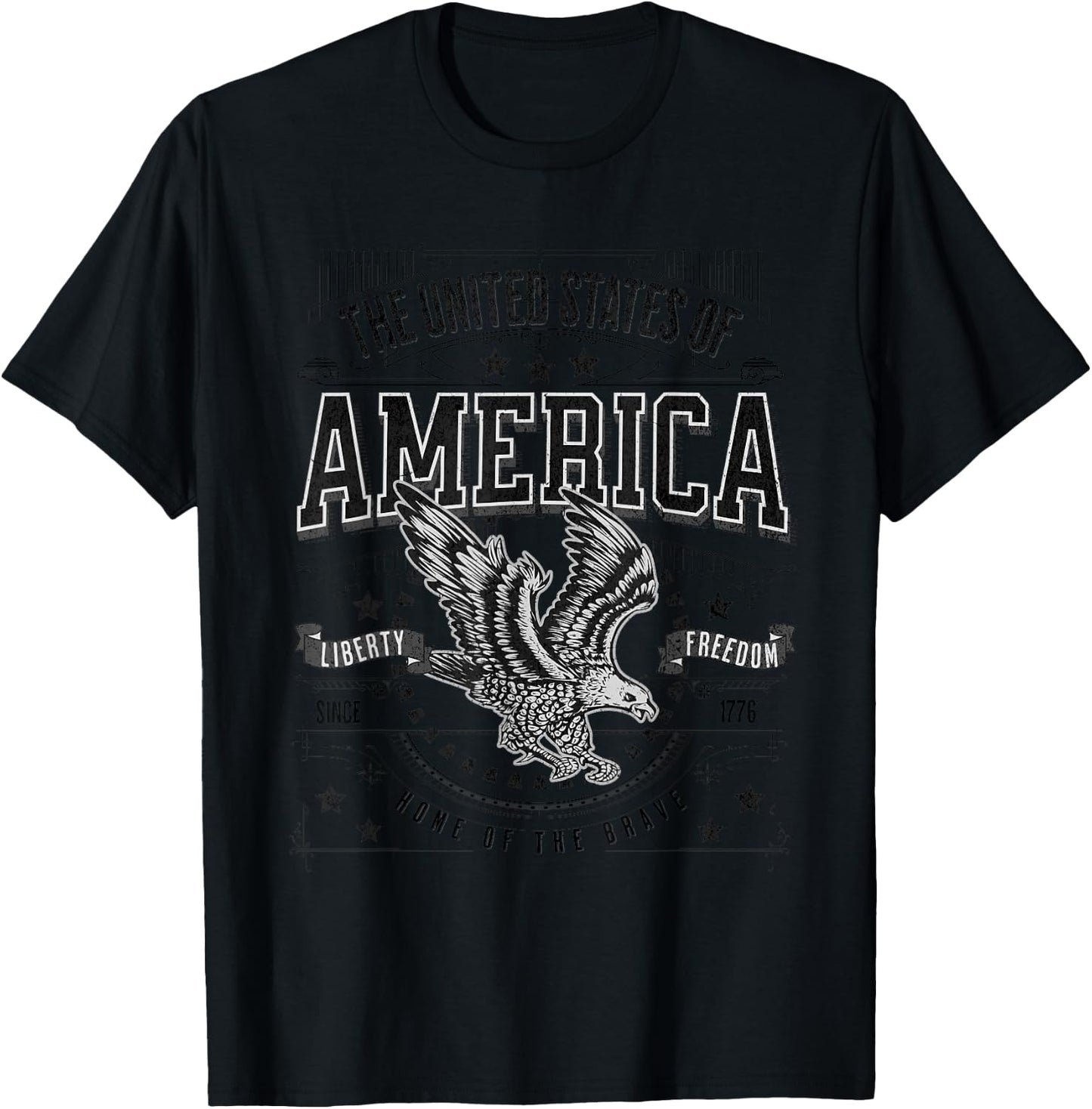 American Eagle - American Flag Patriot USA Men's , white, S T-Shirt - T-Shirt | Black