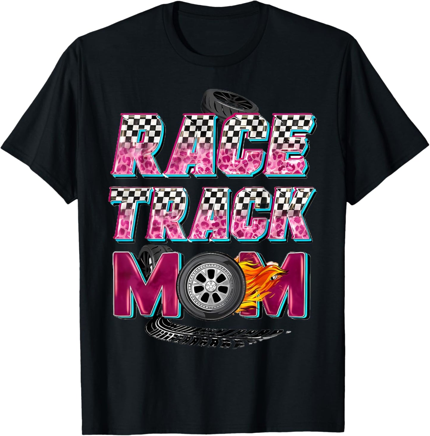 Race Track Mom Race Track Flag Car Racing Mother's Day Gifts T-Shirt - T-Shirt | Black