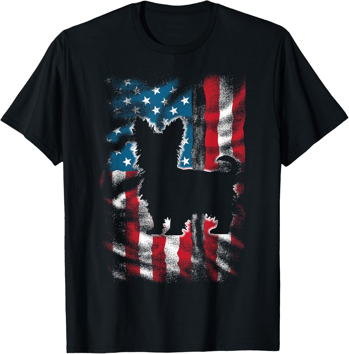 American Flag USA Patriot Yorkie Dad Mom Dog Lover Men Women Kids T-Shirt - T-Shirt | Black