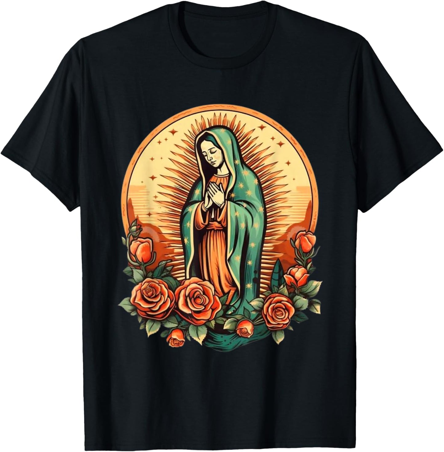 Our Lady of Guadalupe Sant Mary for Christians, Catholics , Black, S T-Shirt - T-Shirt | Black