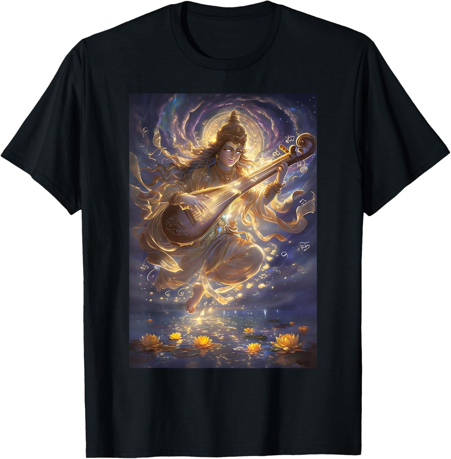 Saraswati Mythology India T-Shirt - T-Shirt | Black