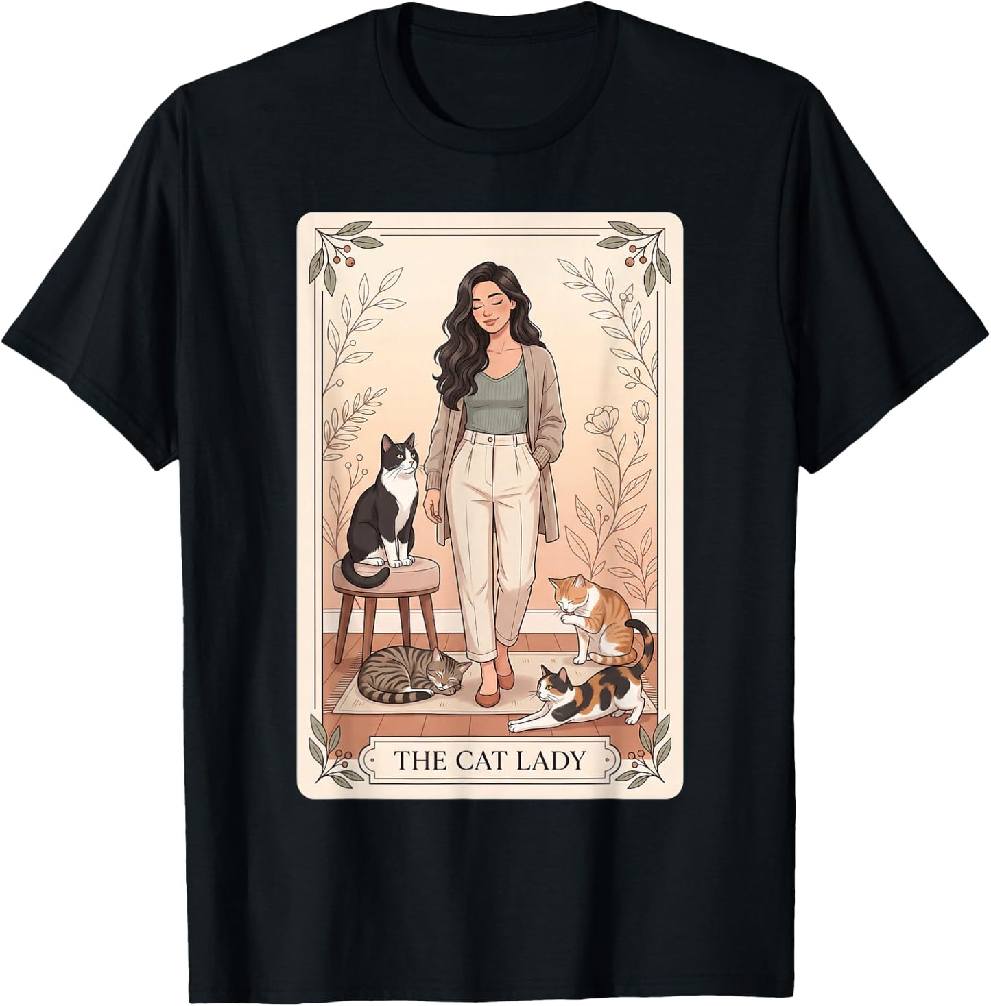The Cat Lady – Witchy Gothic Tarot Cat Mom & Witch Cat T-Shirt - T-Shirt | Black