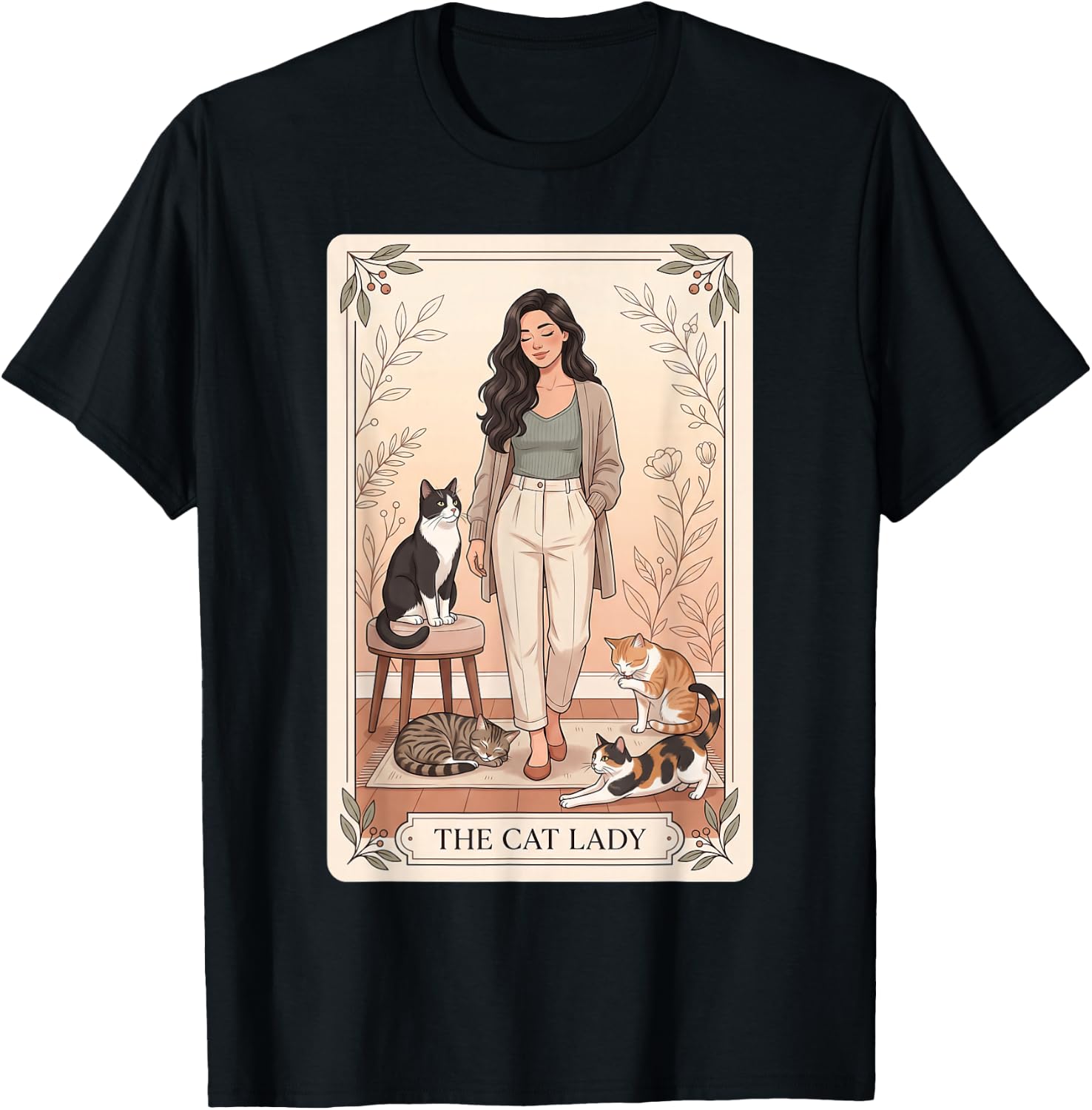 The Cat Lady – Witchy Gothic Tarot Cat Mom & Witch Cat T-Shirt - T-Shirt | Black