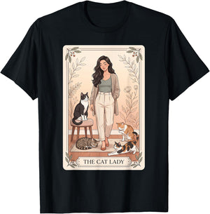The Cat Lady – Witchy Gothic Tarot Cat Mom & Witch Cat T-Shirt - T-Shirt | Black