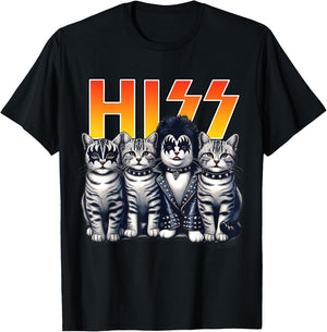Cute Hiss Cats Rock Kittens Kitty Rocking Music Cat Lovers T-Shirt - T-Shirt | Black