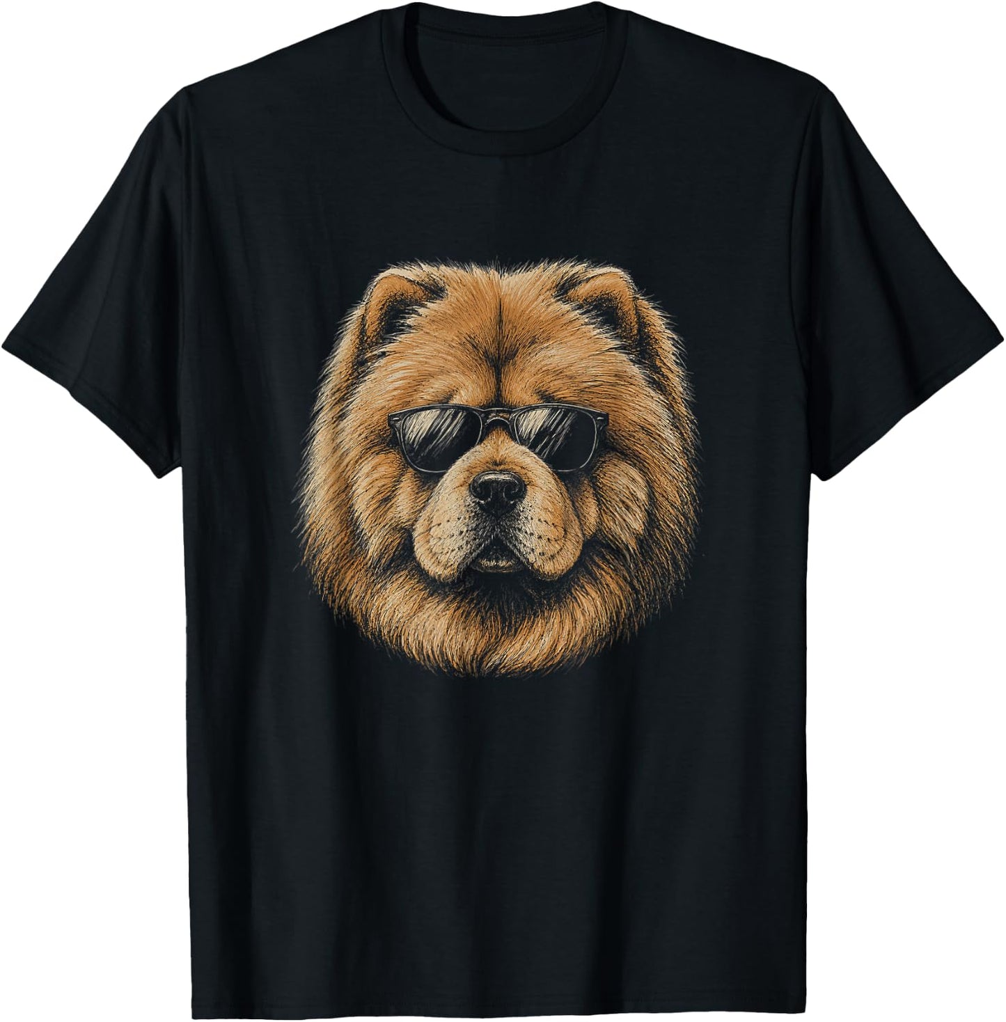 Chow Chow with Sunglasses Artwork Design T-Shirt - T-Shirt | Black