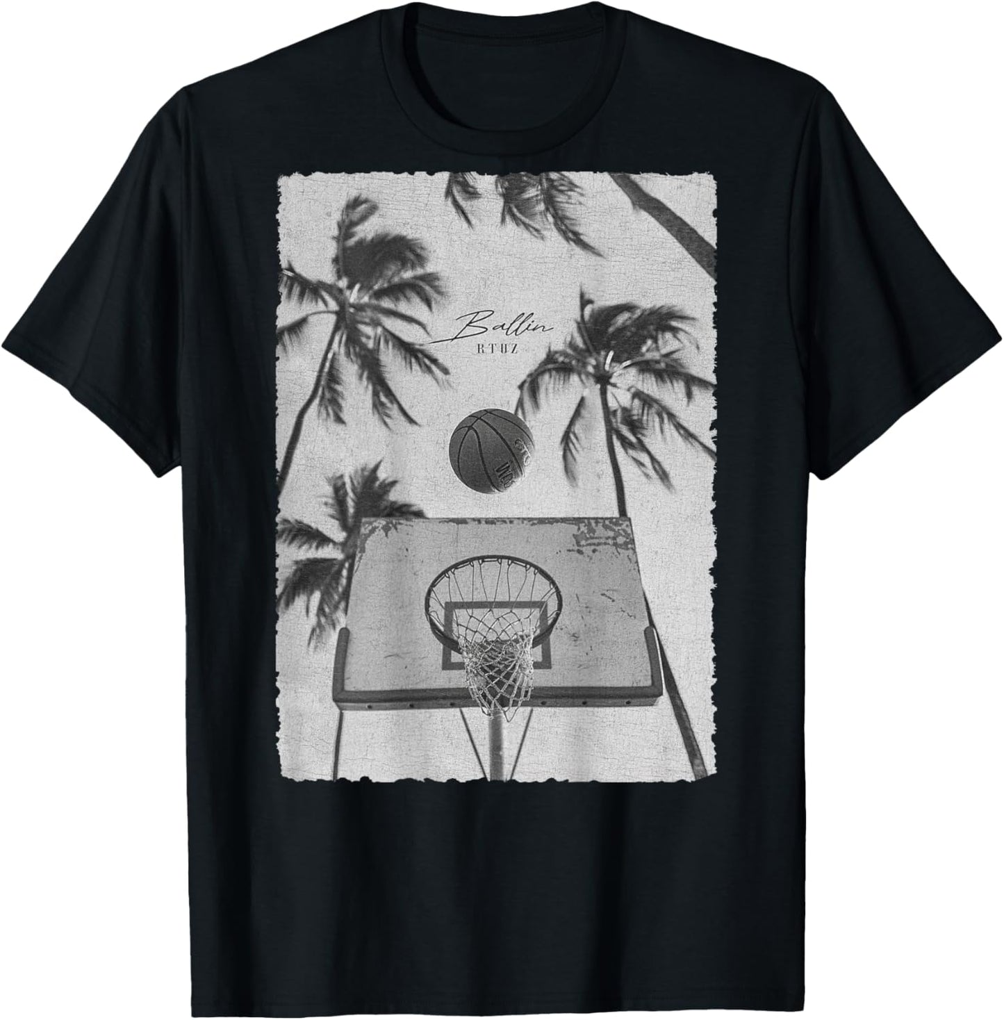 Basketball Hip Hop Urban Edgy Y2K Backprint Streetwear T-Shirt - T-Shirt | Black