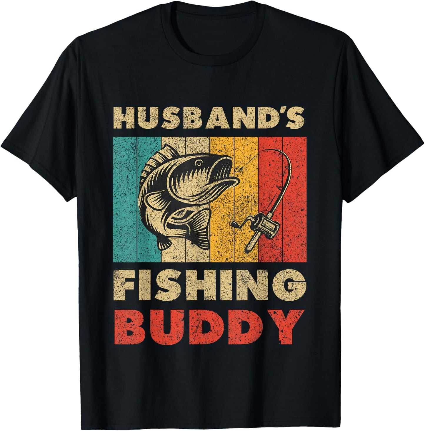 Funny Fishing Husband's Fishing Buddy Vintage Fishing T-Shirt - T-Shirt | Black