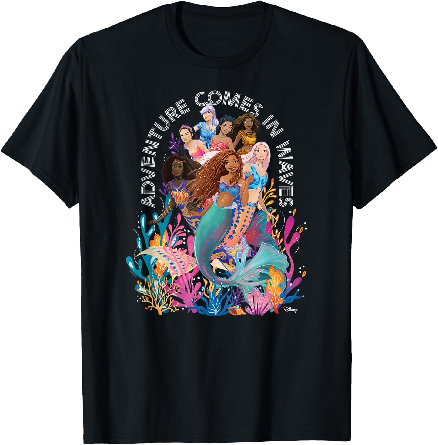 Little Mermaid - Adventure Comes In Waves T-Shirt - T-Shirt | Black