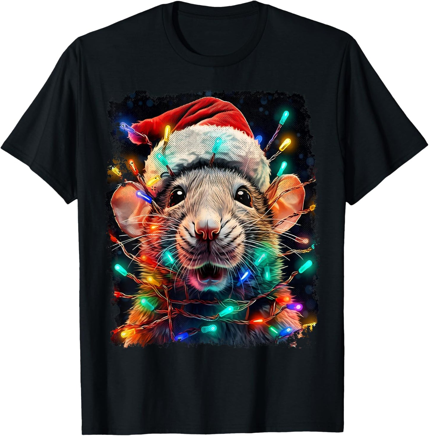 Vintage Rat Christmas T-Shirt - T-Shirt | Black