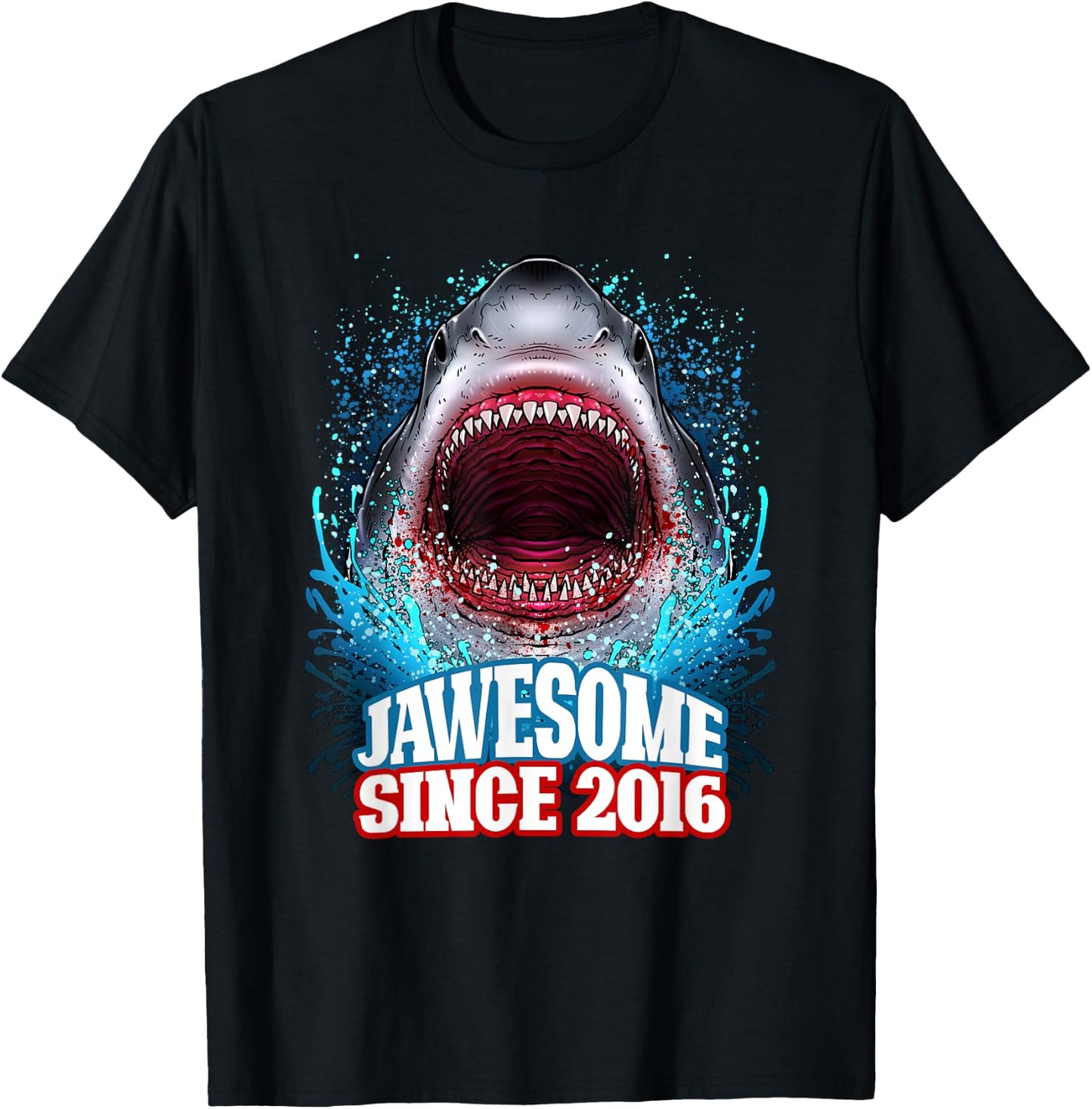 9th Birthday Jawesome Since 2016 Shark 9 Years Old T-Shirt - T-Shirt | Black