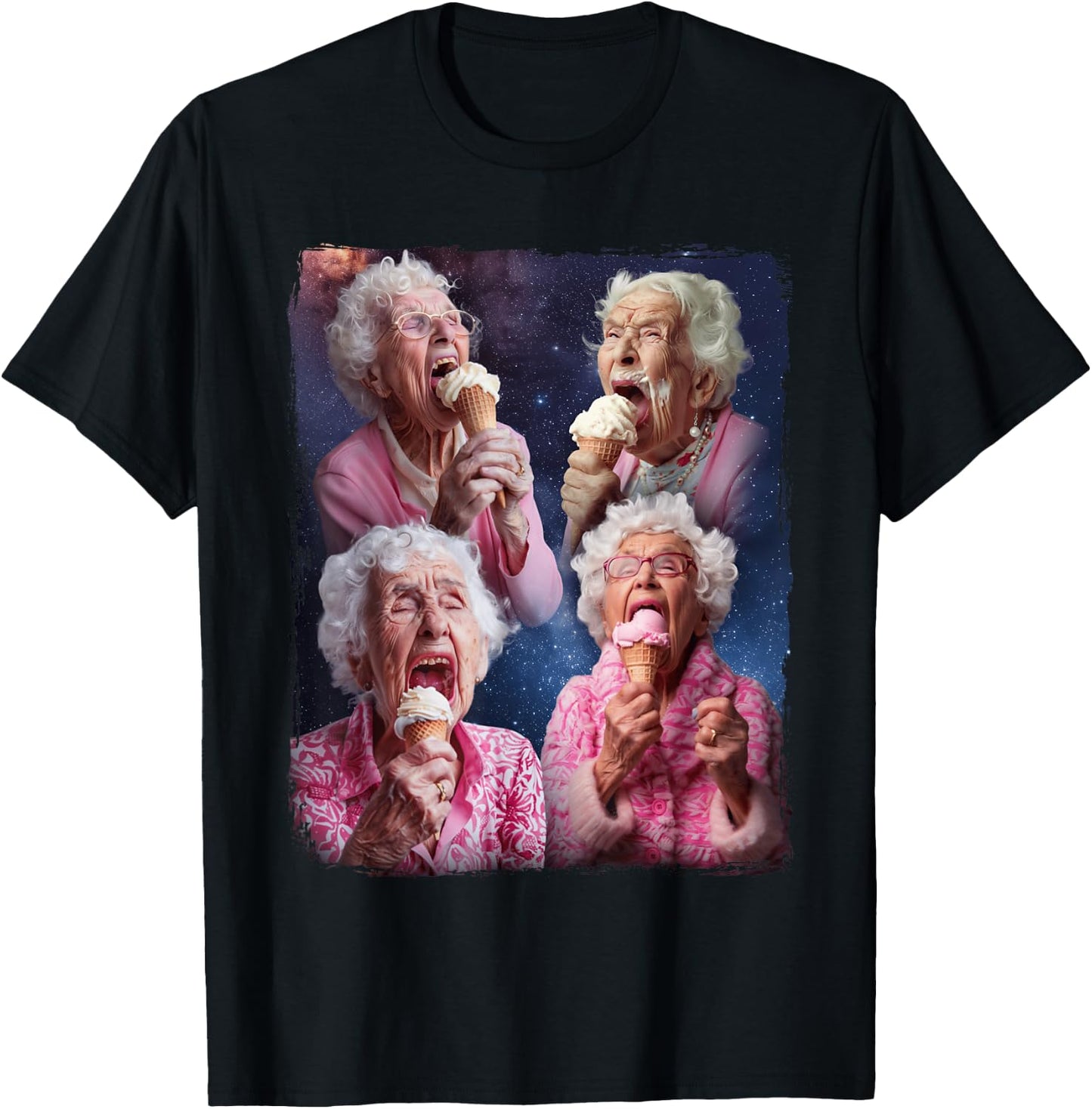 Grandma Licking Ice Cream T-Shirt - T-Shirt | Black