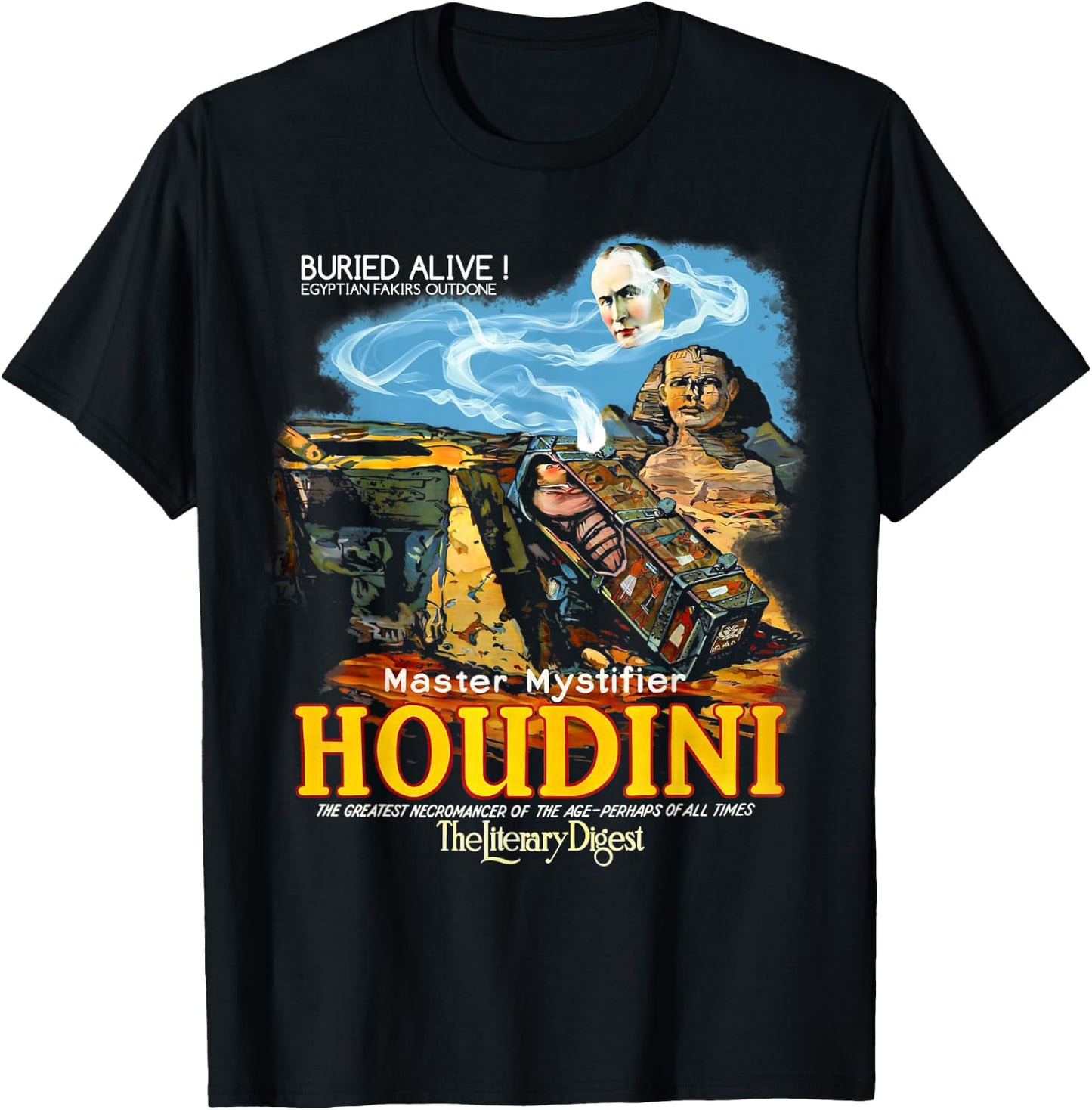 Vintage Magic Houdini Poster Stage Magician Gift T-Shirt - T-Shirt | Black