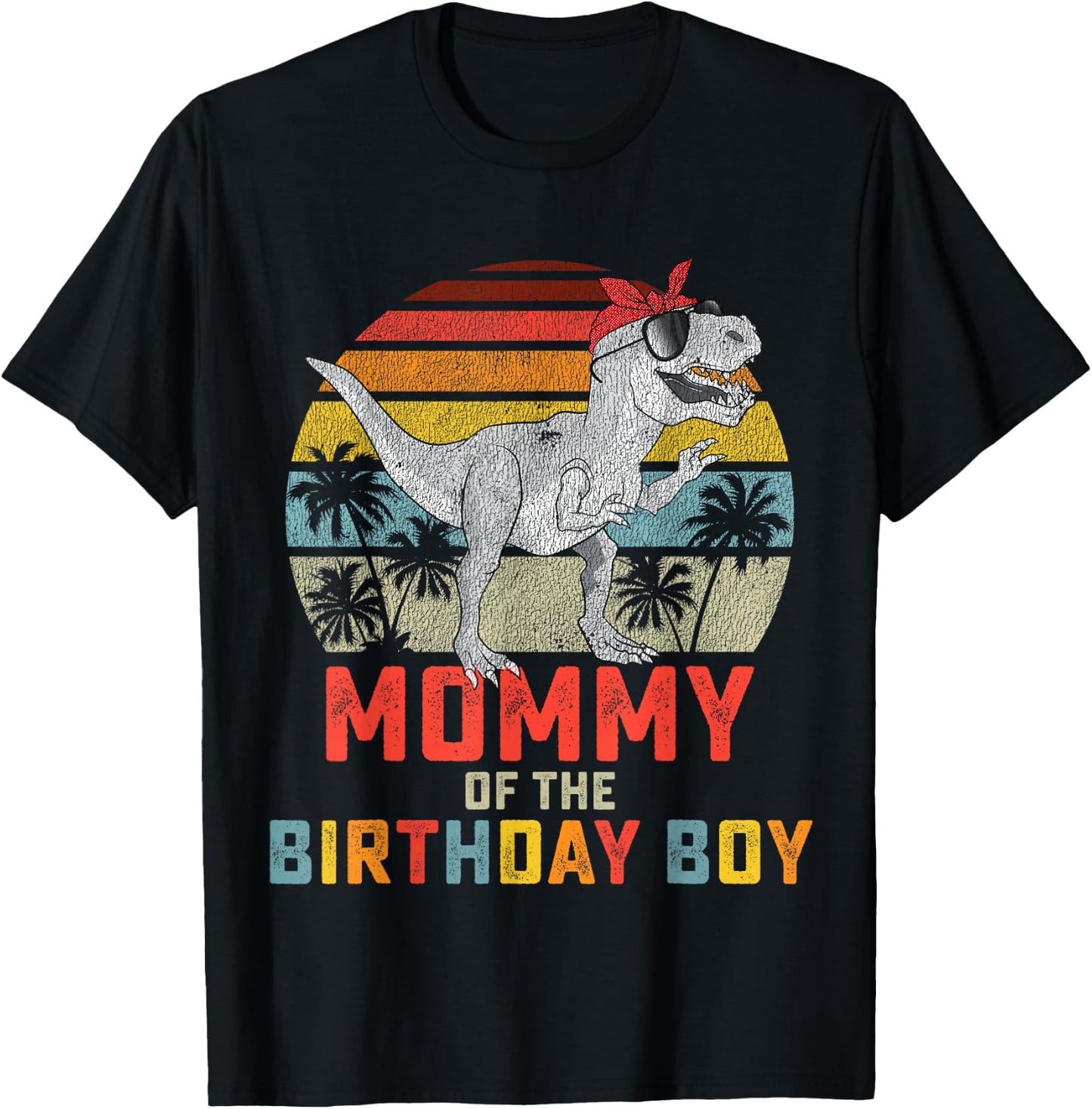 Mommy Dinosaur Birthday Boy Mom Matching Family Small T-Shirt - T-Shirt | Black