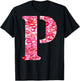 Back Print Only - Lipstick Kisses For Boyfriend Letter P T-Shirt - T-Shirt | Black