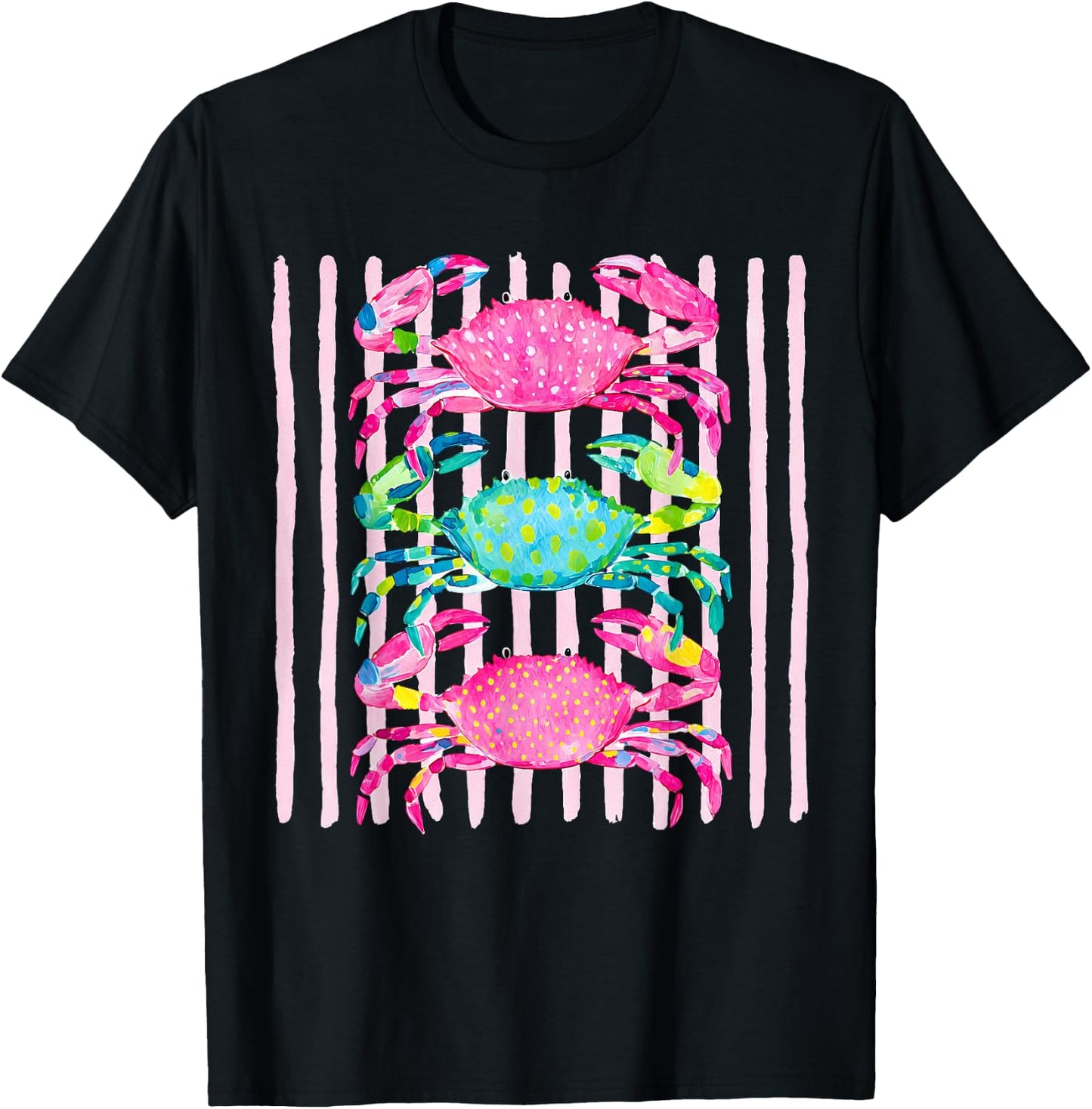 Funny Coastal Crab Beach Vibes Summer Vacation Girls Women T-Shirt - T-Shirt | Black