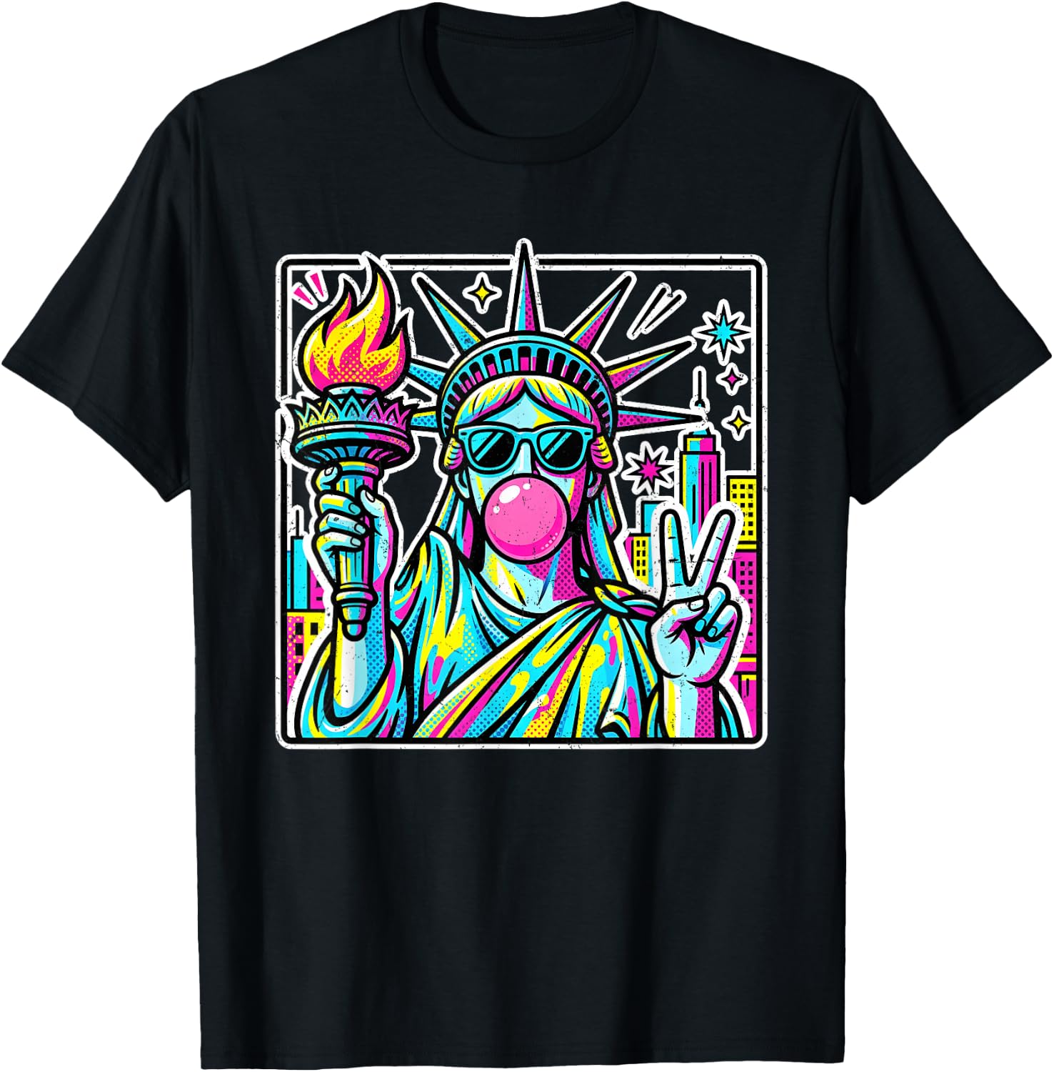 Retro Statue of Liberty Costume Kids Men Women Y2K Boys Girl T-Shirt - T-Shirt | Black