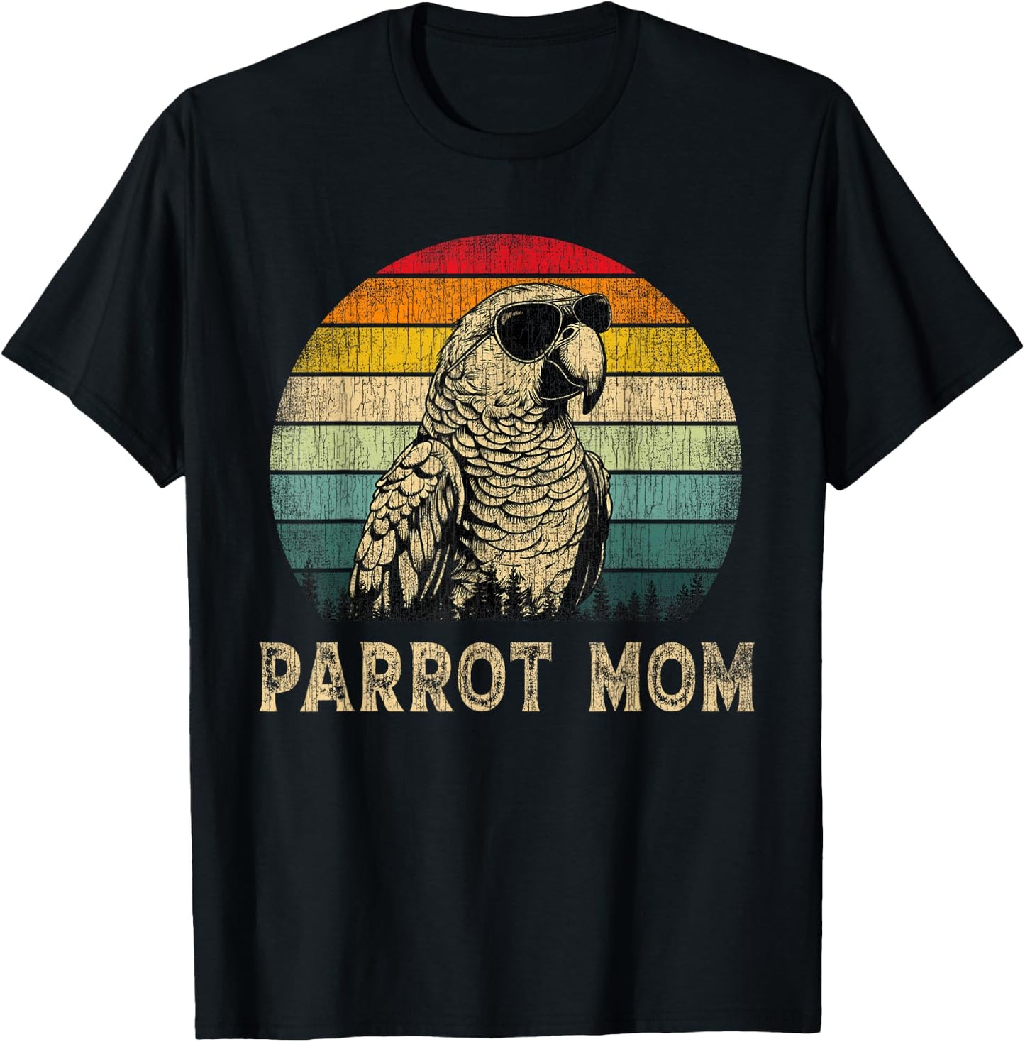 Vintage Parrot Mom Parrot Lovers Mommy Mother's Day T-Shirt - T-Shirt | Black