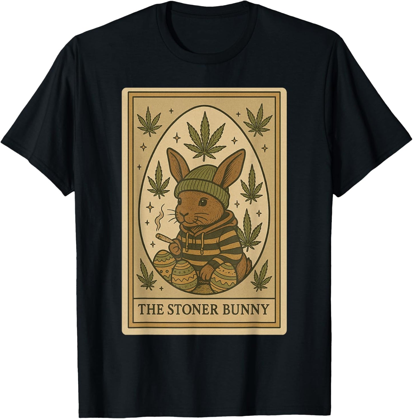 The Stoner Bunny Card 420 Weedster Easter Day Funny 2025 T-Shirt - T-Shirt | Black