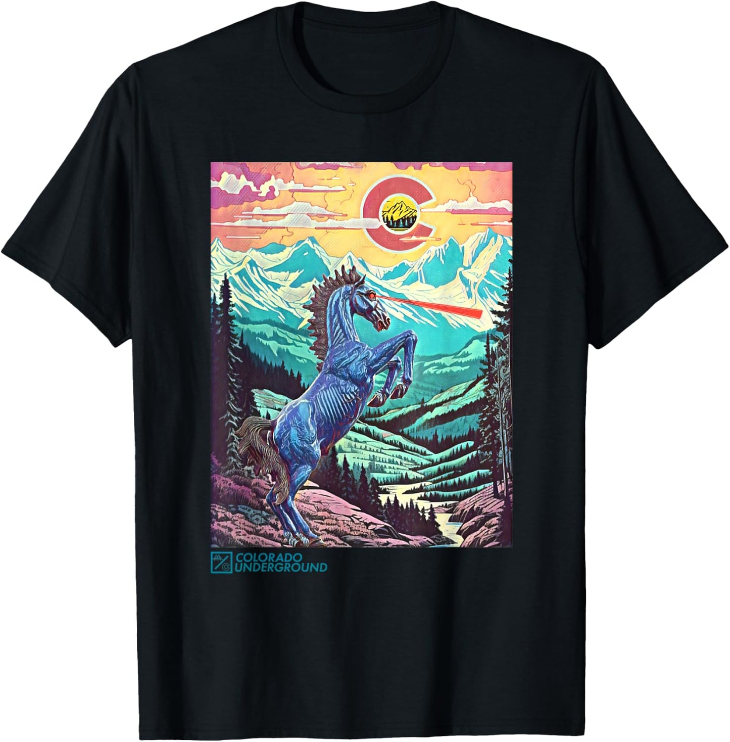 Colorado Blucifer Demon Horse T-Shirt - T-Shirt | Black