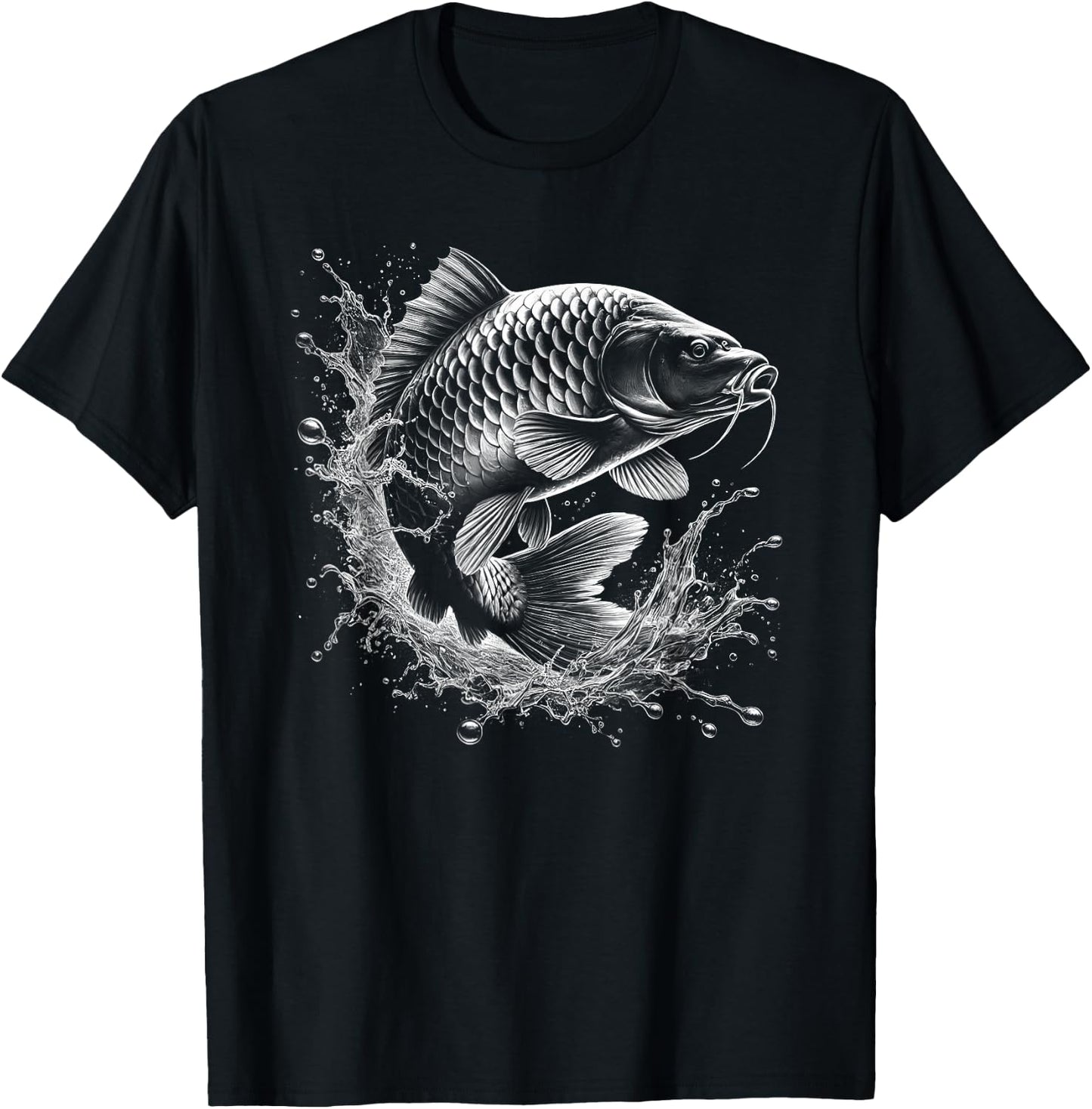Carp Jumping Out of the Water Fish Design for Angler , black T-Shirt - T-Shirt | Black