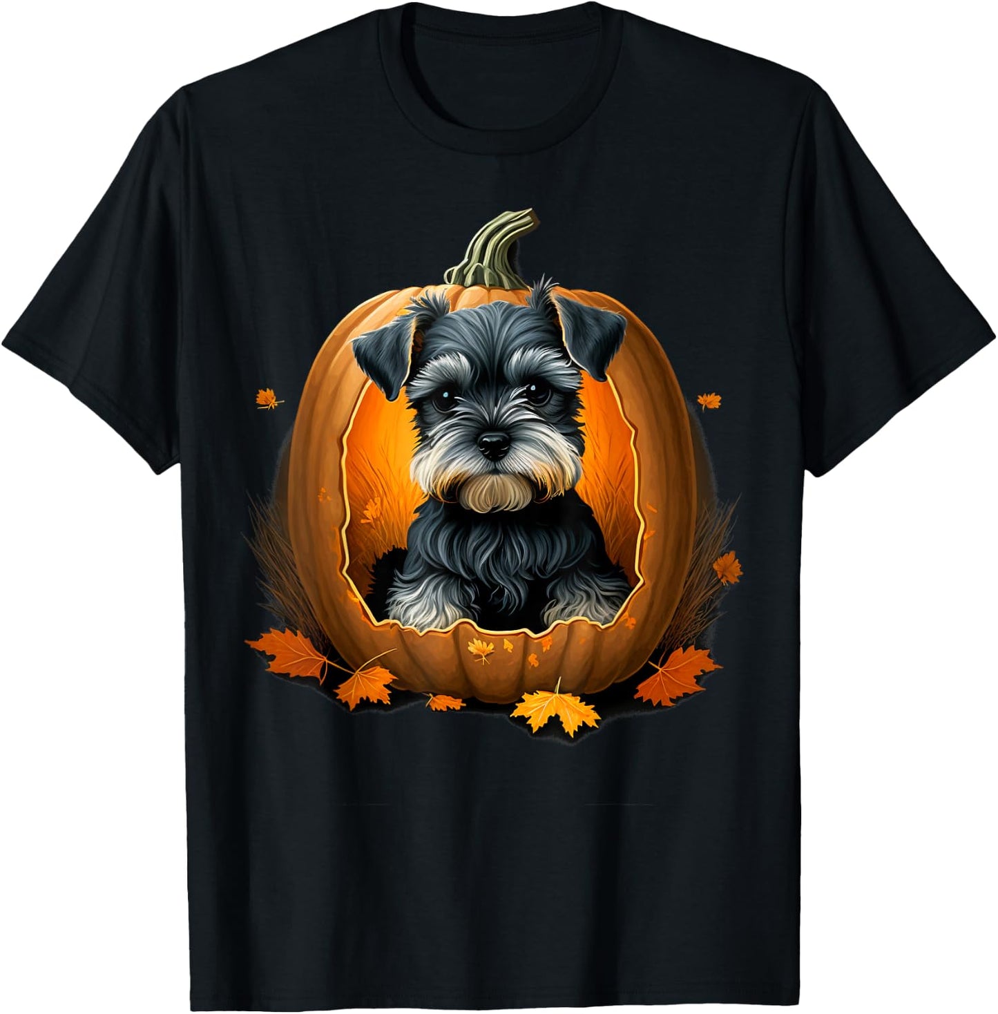 Dwarf Schnauzer costume on Miniature Schnauzer Halloween T-Shirt - T-Shirt | Black