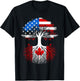 Canadian Roots USA American Grown Canada Flag Maple Leaf T-Shirt - T-Shirt | Black