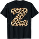 Letter Z Cheetah Leopard Initial Print Name Zebra Matching T-Shirt - T-Shirt | Black