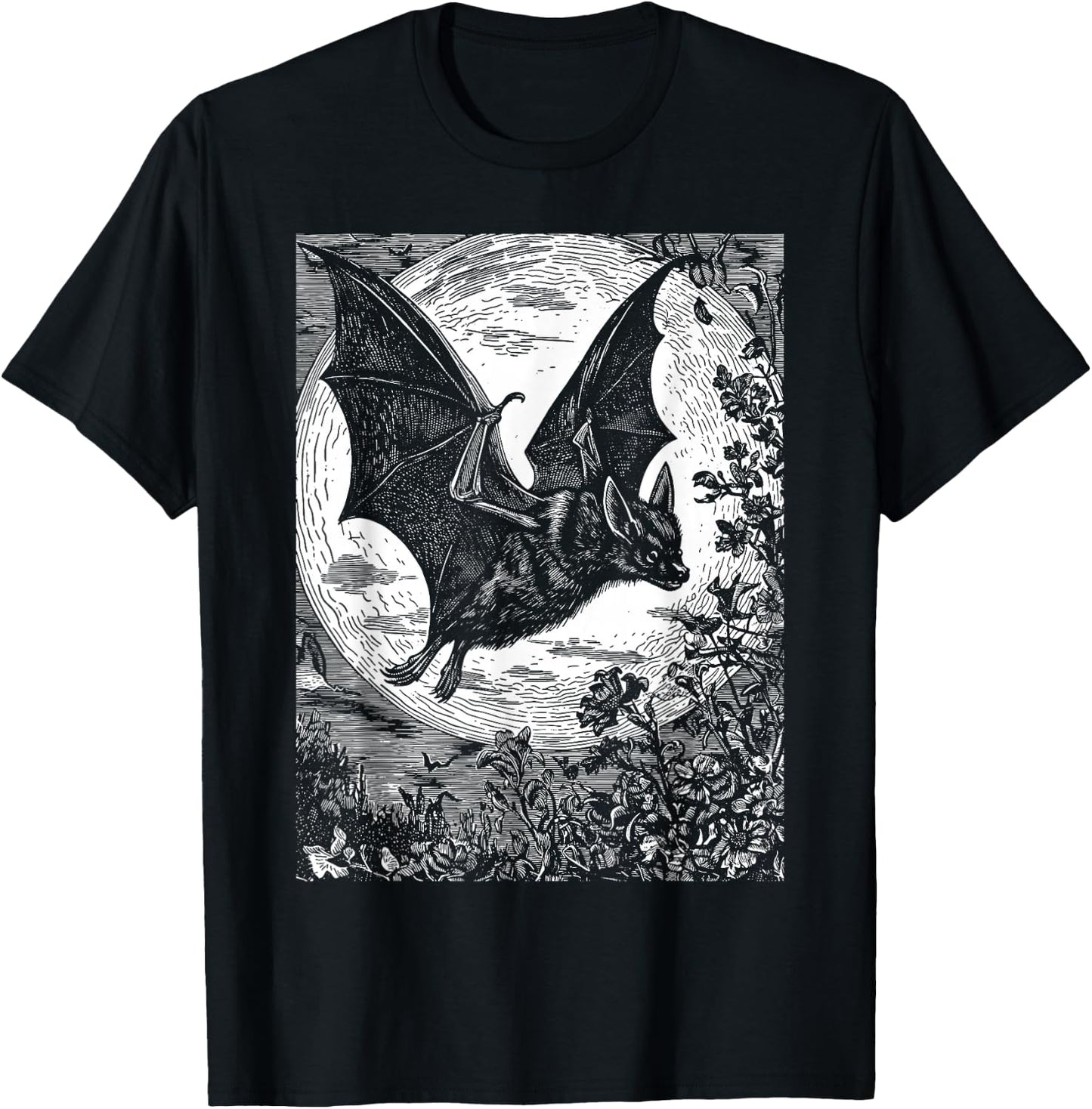 Medieval Bat | Gothic Pastel Goth Witch Dark Academia T-Shirt - T-Shirt | Black