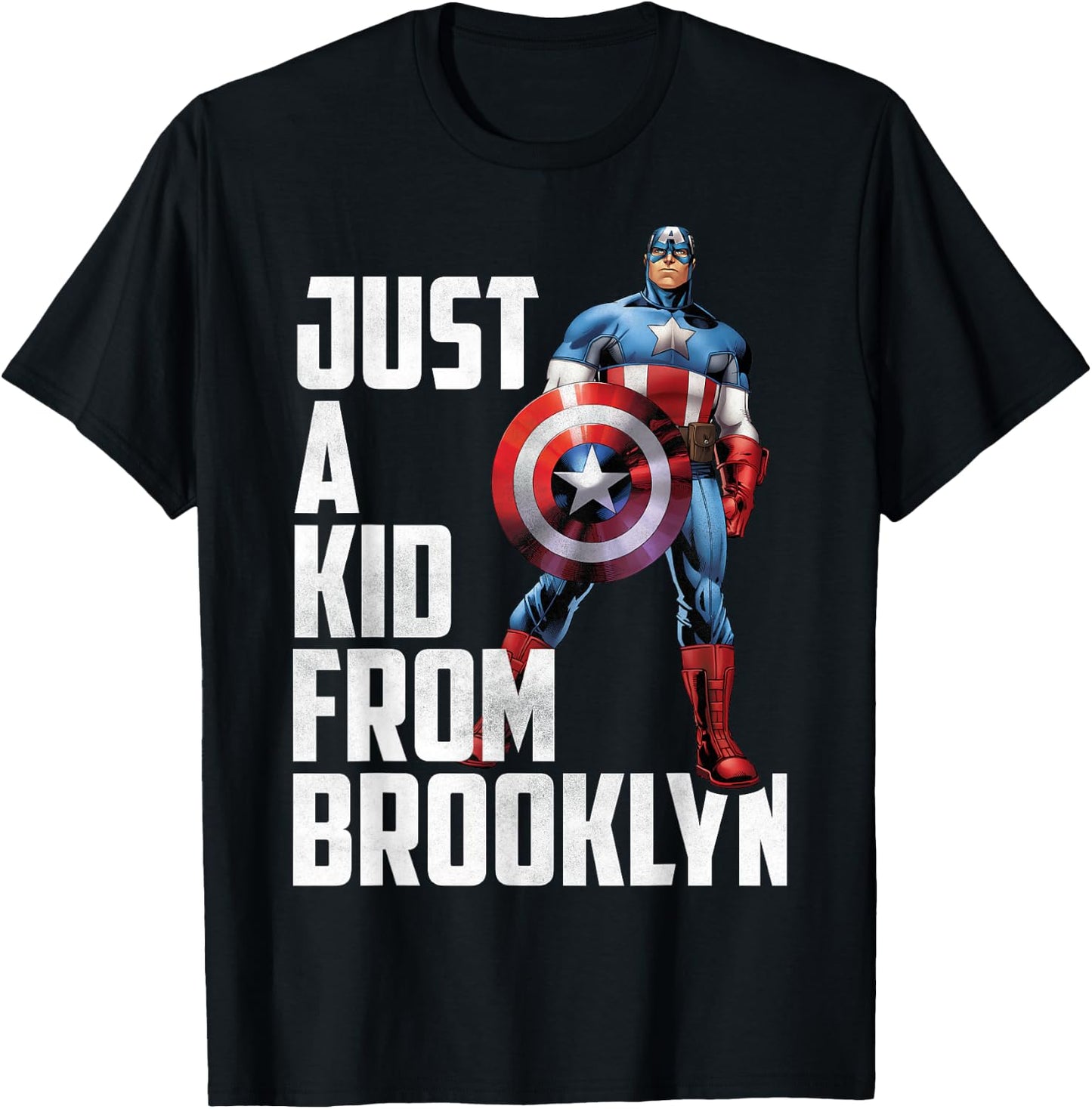 Marvel Avengers Captain America Just A Kid From Brooklyn T-Shirt - T-Shirt | Black
