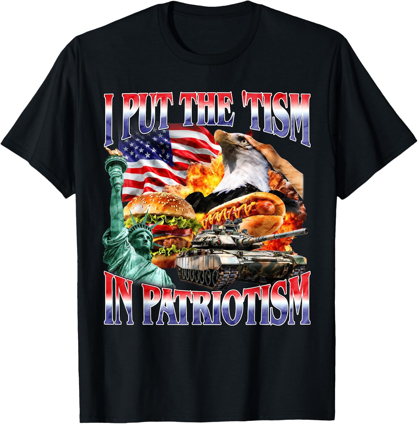 I Put The 'Tism in Patriotism Funny Patriotic American T-Shirt - T-Shirt | Black