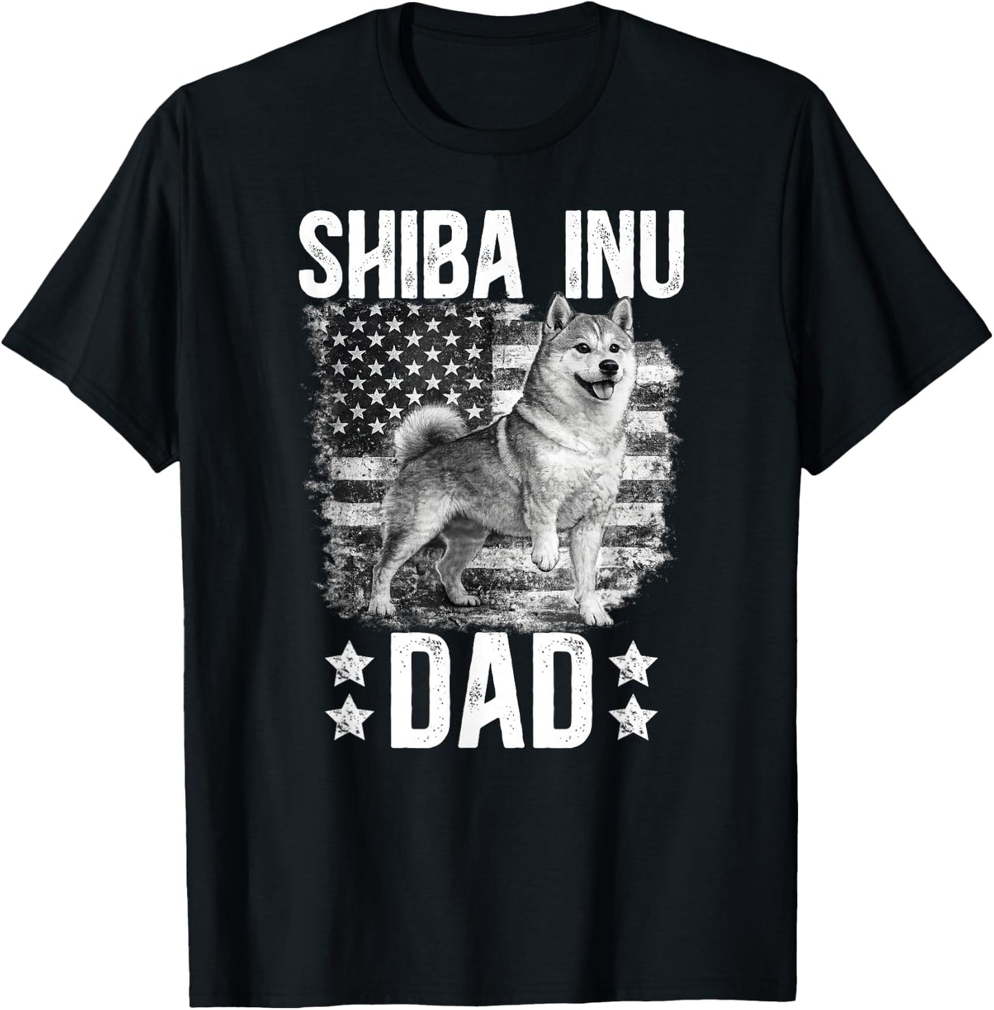 Shiba Inu Dad US Flag Shiba Inu Owner Shiba Inu Lover T-Shirt - T-Shirt | Black