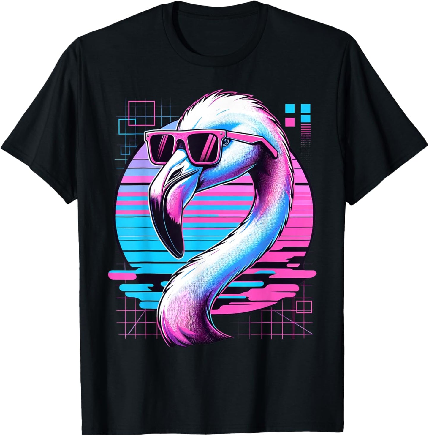 Men's Women's and Children's Vintage Retro Flamingo Lovers , black T-Shirt - T-Shirt | Black