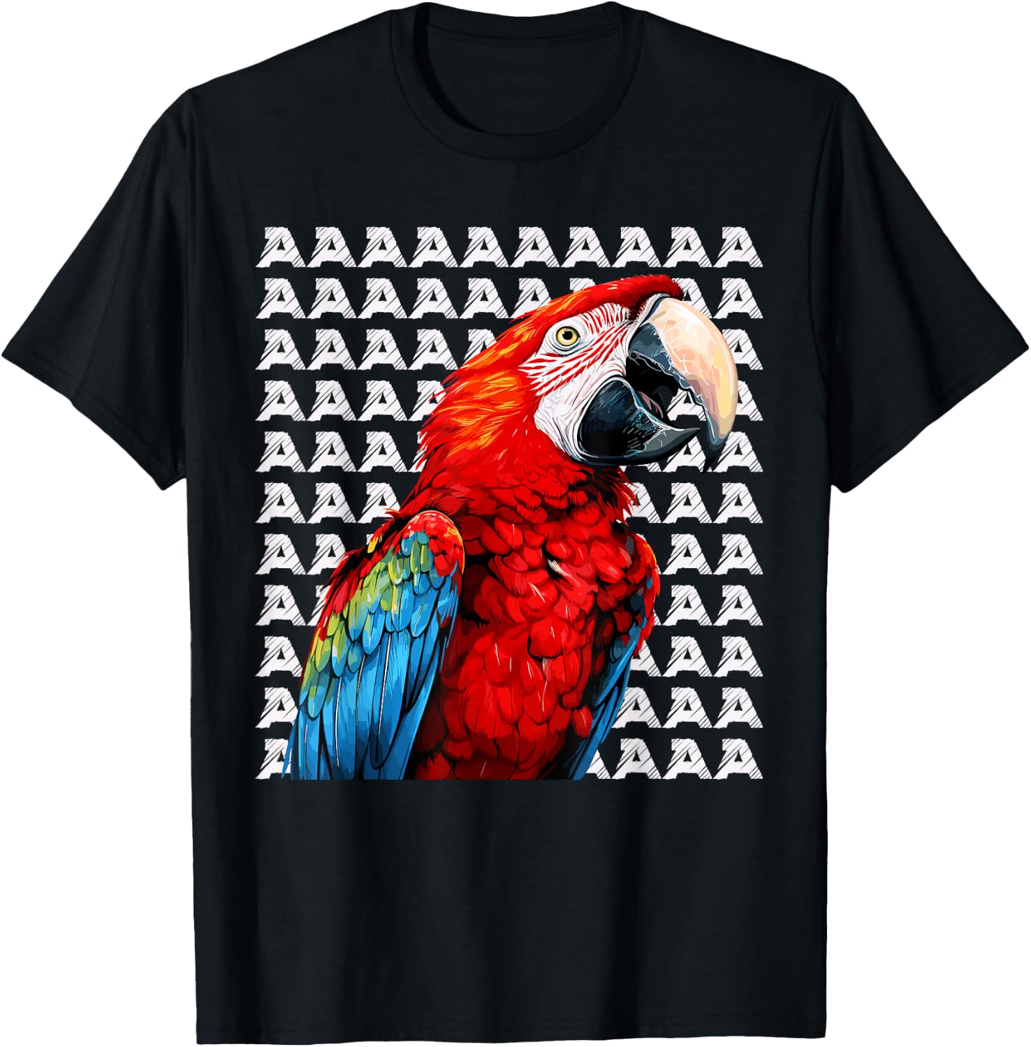 Macaw Parrot, Scarlet Macaw Screaming, Funny Macaw T-Shirt - T-Shirt | Black