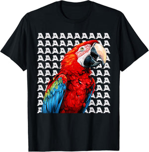 Macaw Parrot, Scarlet Macaw Screaming, Funny Macaw T-Shirt - T-Shirt | Black