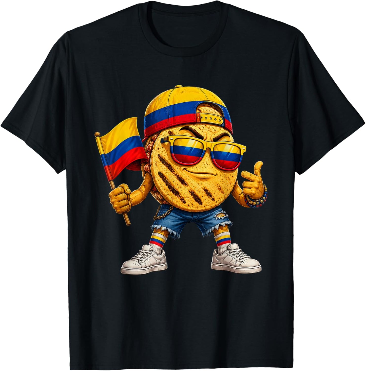 Colombia National Pride Colombia Arepa Flag T-Shirt - T-Shirt | Black