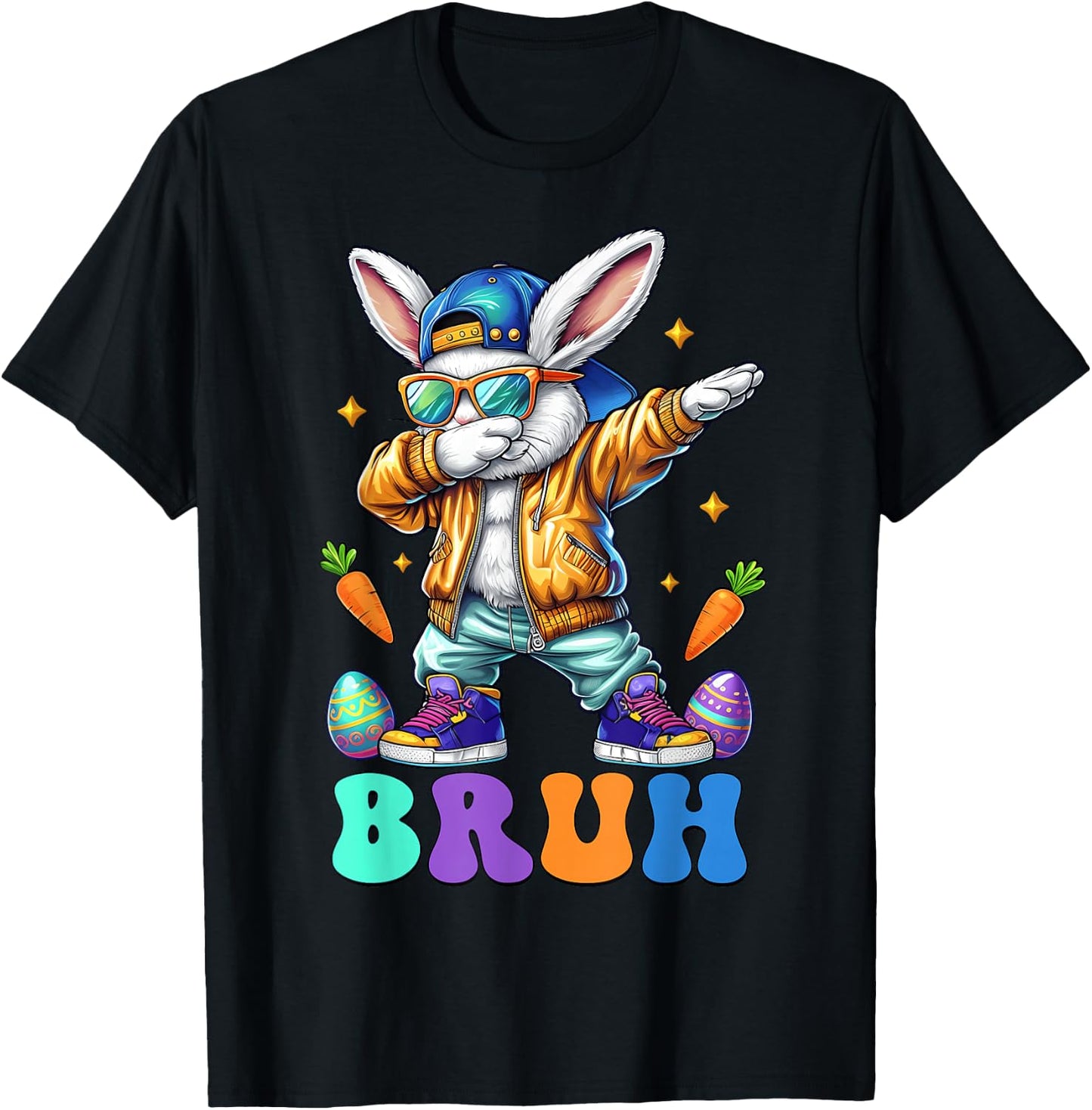 Happy Easter Day Dabbing Bunny Bruh Meme Bruh Boy Girl Kid T-Shirt - T-Shirt | Black